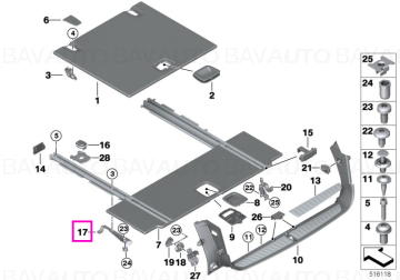 51477403760 - Suport sina ancorare, stanga, portbagaj - BMW Seria 5 G31 - Original BMW