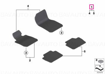 51477426286 - Set covorase fata/spate, Velur, Bej - BMW Seria 3 F34 GT - Original BMW