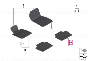 51477910615 - Set covorase spate, Velur, Negru Antracit - BMW Seria 4 F33 F83 M4 - Original BMW