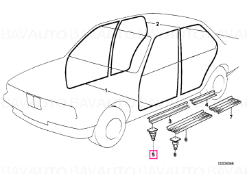51478234047 - Clips bandă lateral - BMW - Seria 7 E32, Seria 5 E34 - de la 01.06.1986 - Original BMW Group - BavAUTO