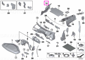 Sound  Izolatie spuma panou usa fata dreapta - BMW Seria 3 F30 F31 F35 F80M3	, door, front right 