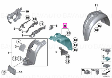 Carenaj pasaj roata, aripa fata, stanga, sectiunea posterioara - BMW X1 E84