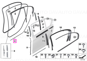 51727341643 - Etanșare intrare spate stânga - BMW - Seria 7 G12, Seria 7 G12 LCI - de la 01.07.2015 - Original BMW Group -…