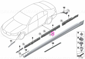 51777459968 - Garniură prag brut dreapta - BMW - Seria 7 G11, Seria 7 G11 LCI - de la 01.07.2015 - Original BMW Group - Ba…