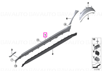 Prag lateral dreapta, primerizat - BMW Seria 3 G80 G81 M3 - tip motor S58