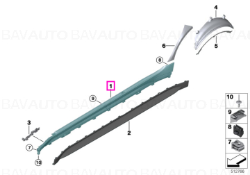 Prag lateral dreapta, primerizat - BMW Seria 3 G80 G81 M3 - tip motor S58
