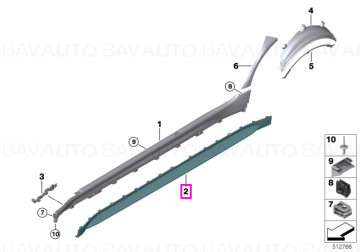 51778084408 - Ornament prag, dreapta, finisaj negru lucios - BMW Seria 3 G80 G81 M3 - Original BMW