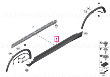 51778099112 - Ornament prag M, primerizat, dreapta – BMW X5 G05; X5M F95- Original BMW