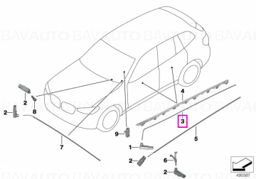 Cablu optic linie contur, usa dreapta - BMW iX3 G08, X3 G01 G08 F97 M, X4 G02 F98 M	