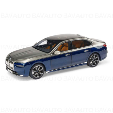 80435B54CC7 - Miniatura BMW i7, Bicolor Gri/Albastru (Oxide Grey/Tanzanite Blue Metallic) - scara 1:18 - Original BMW