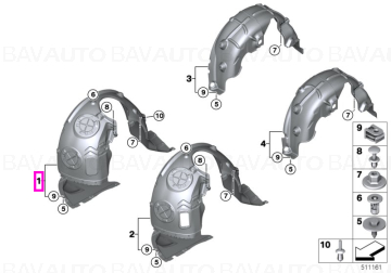 51719447825 - Carenaj aripa fata stanga – MINI F55 LCI; MINI F56 LCI - Original BMW