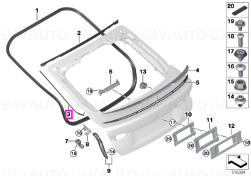 51767487561 - Garnitura etansare luneta, partea stanga – BMW Seria 4 G26; i4 G26 - Original BMW