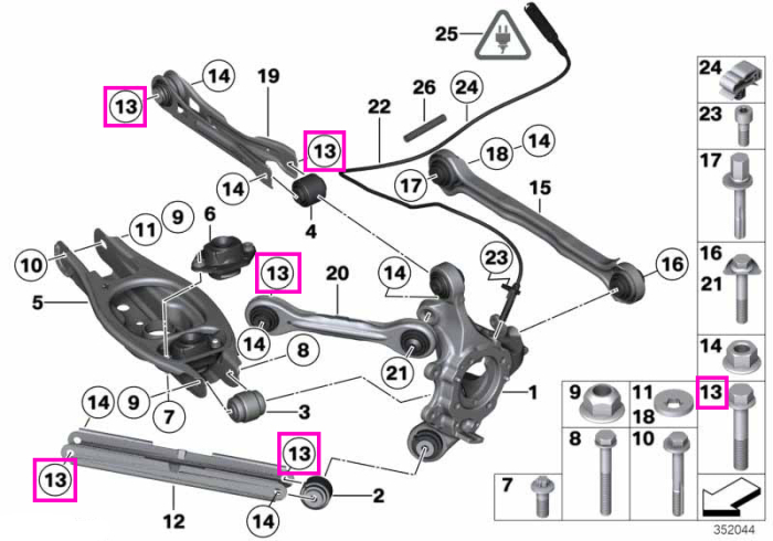 Surub hexagonal cu flansa, M12x1,5x67-10.9mm, punte spate - BMW