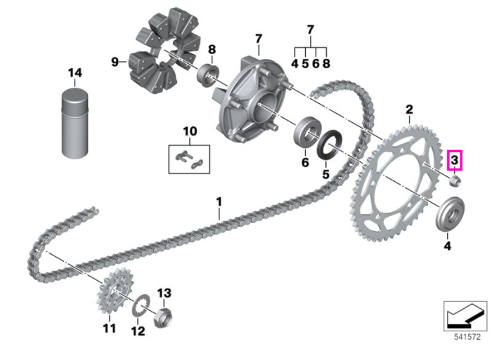 Piulita cu guler M12x1,5 - BMW Motorrad K63, K66, K67, K69, K80, K81, K82, K83, K84, KM3, KM9
