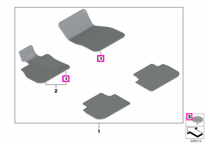 Element de fixare covoras cu prindere baioneta, D=26mm/L=14mm - BMW Seria 1, Seria 2, Seria 5, Seria 6, Seria 7, X3, X4, XM, Z4, iX3 - Mini Cabrio F57 F67, Mini Clubman F54, Mini Countryman R60, Mini F55 F56 F65 F66, Mini Paceman R61