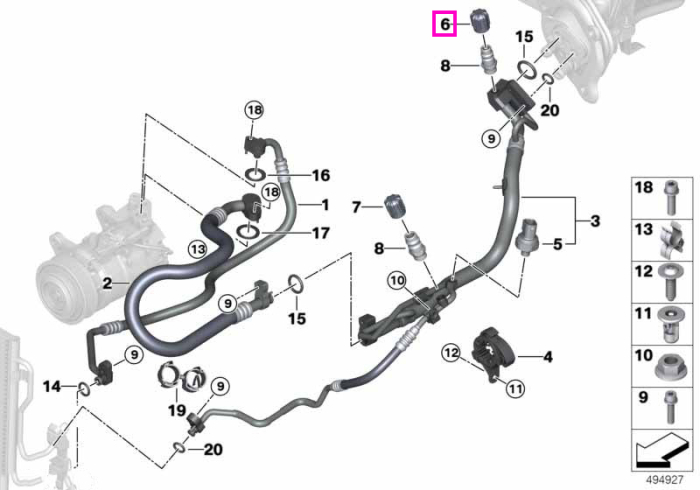 Capac etansare linie aspiratie AC (R1234YF) - BMW Seria 1, Seria 2, Seria 3, Seria 4, Seria 5, Seria 6, Seria 7, Seria 8, i3, i4, i8, iX3, iX, MS, Spectre, TMC, X1, X1L, X2, X3, X4, X5, X6, X7, XM, Z4 - Min