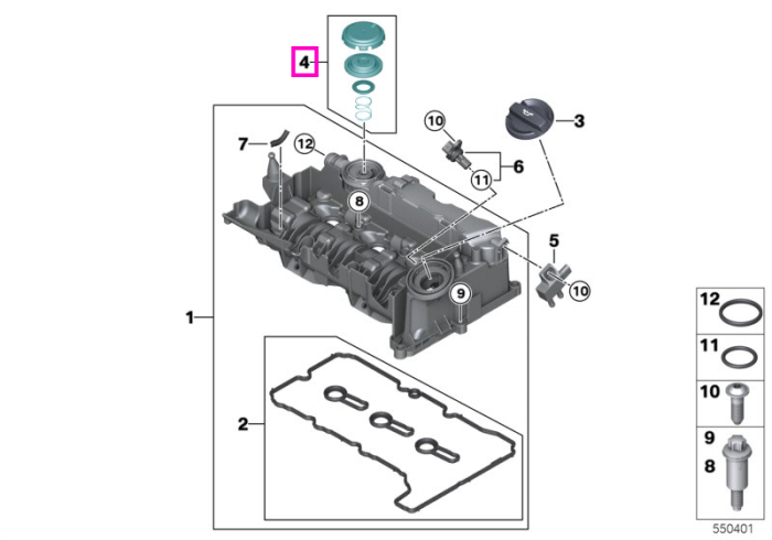 Kit reparatie supapa reglare presiune (PCV) - BMW Seria 1 F40, Seria 2 F44 F45 F46 G42, Seria 3 G20 G21 G28, Seria 4 G22 G23 G26, Seria 5 G30 G31, Seria 6 G32, X1 F48, X2 F39, X3 G01, X4 G02, X5 G05 - Mini Cabrio F57, Clubman F54, Countryman F60, F55, F56