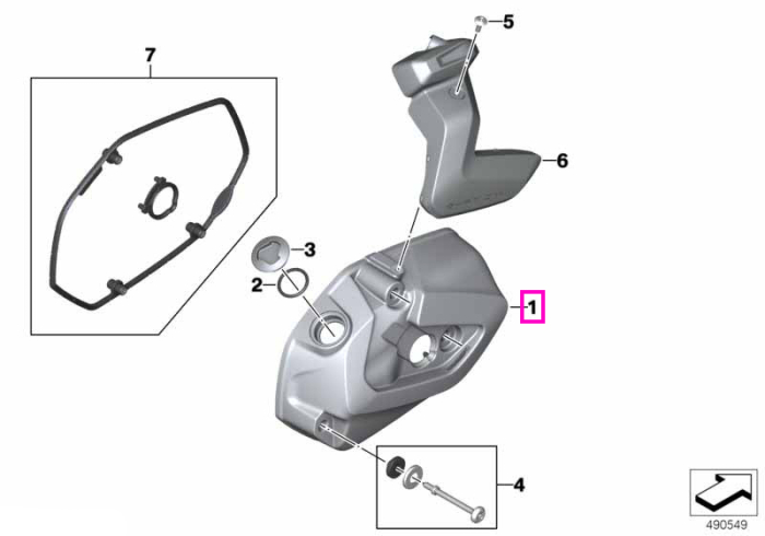 Capac chiulasa dreapta, argintiu - BMW Motorrad K52 (R 1200 RT, R 1250 RT) - tip motor A74