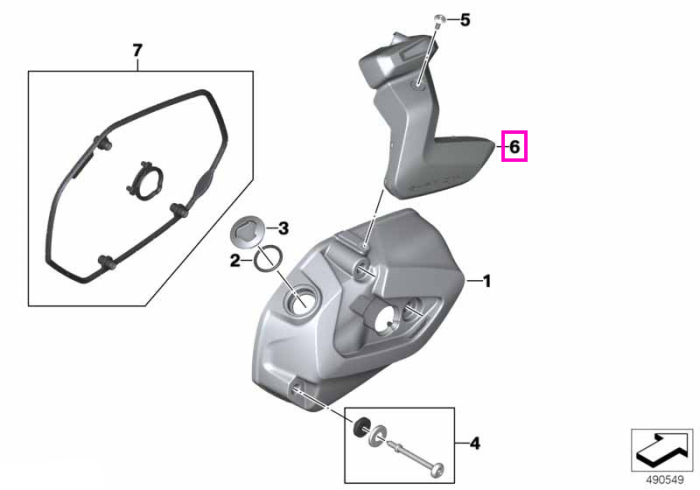 Capac bobina aprindere stanga - BMW Motorrad K50 (R 1200 GS, R 1250 GS), K51 (R 1200 GS Adv., R 1250 GS Adv.), K52 (R 1200 RT, R 1250 RT), K53 (R 1200 R, R 1250 R), K54 (R 1200 RS, R 1250 RS) - tip motor A74