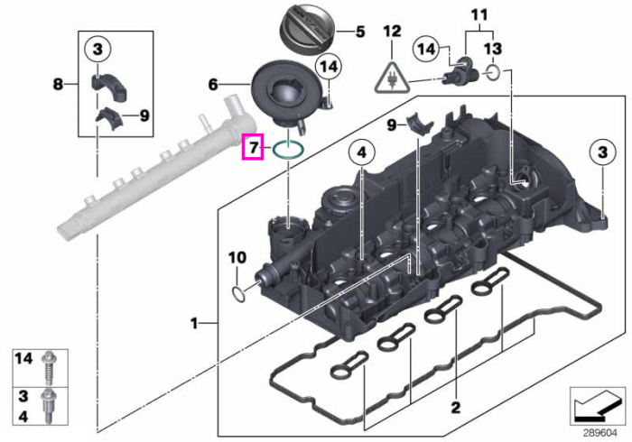 Garnitura/Inel etansare tip "O-ring", 36x3.4mm, chiulasa - BMW Seria 1 F20 F21, Seria 2 F22, Seria 3 E90 E91 E92 E93 F30 F31 F34, Seria 5 F07 F10 F11, X1 E84, X3 F25, X5 F15         