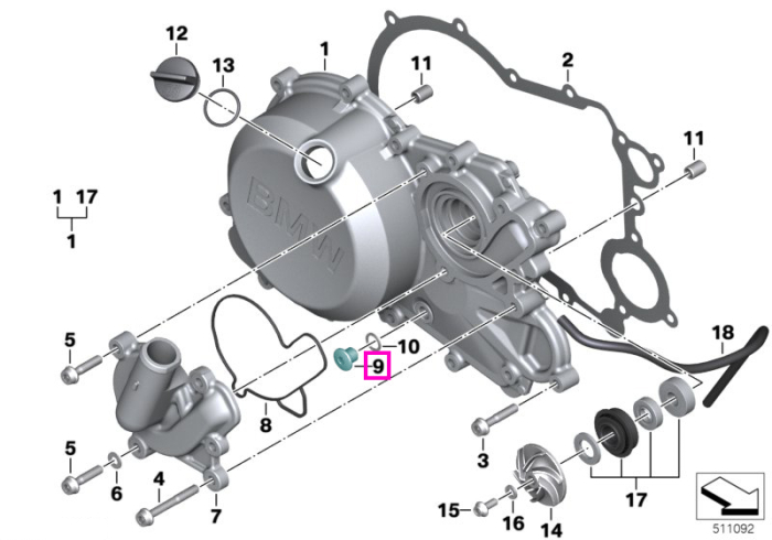 Dop filetat hexagonal interior M10x1x9 - BMW Motorrad K01 (G 310 RR), K02 (G 310 GS), K03 (G 310 R), KD1 (F 450 GS)