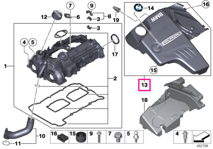 Capac bobina inductie - BMW Seria 1 F20 F21, Seria 2 F22 F23, Seria 3 F30 F31 F34 F35, Seria 4 F32 F33 F36, X3 F25, X4 F26, X5 F15, X6 F16