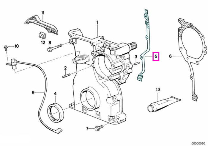 Garnitura superioara carcasa distributie, fara azbest - BMW Seria 3 E36, Seria 5 E34 