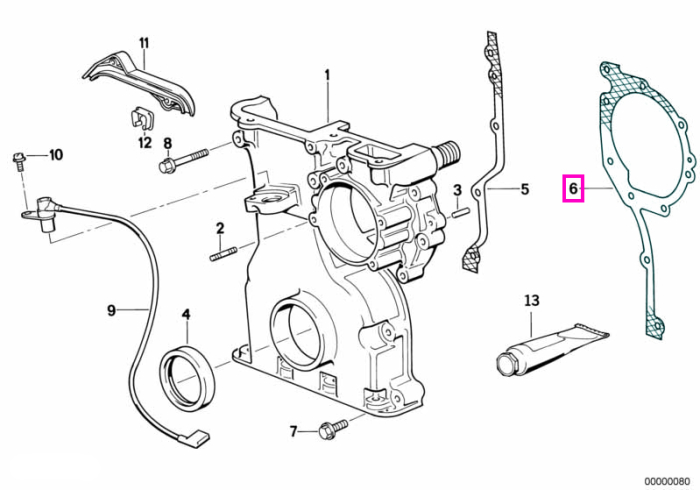  Garnitura inferioara carcasa distributie, fara azbest - BMW Seria 3 E36, Seria 5 E34