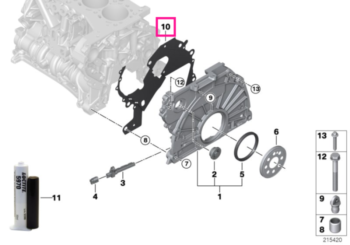 Garnitura otel capac distributie - BMW Seria 1 E81 E82 E87 E88, Seria 3 E90 E91 E92 E93, Seria 5 E60 E61 F07 F10 F11, Seria 7 F01 F02, X1 E84, X3 E83, X5 E70 F15, X6 E71 F16