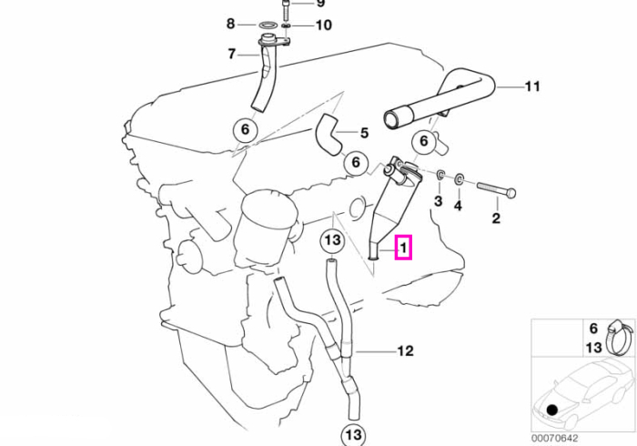 Separator ulei, sistem ventilatie carter - BMW Seria 3 E36, Z3 E36
