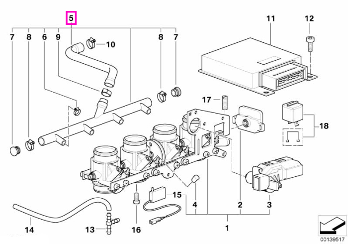 Furtun de distributie, ansamblu corp clapeta acceleratie - BMW Motorrad K41 (K 1200 GT, K 1200 RS), K589 (K 1200 RS, K 1200 LT) - tip motor 4-Zyl