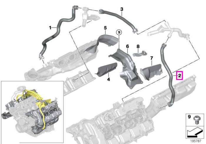 Conducta ventilare carter, cilindrii 5-8 - BMW X5 E70, X6 E71 - tip motor S63