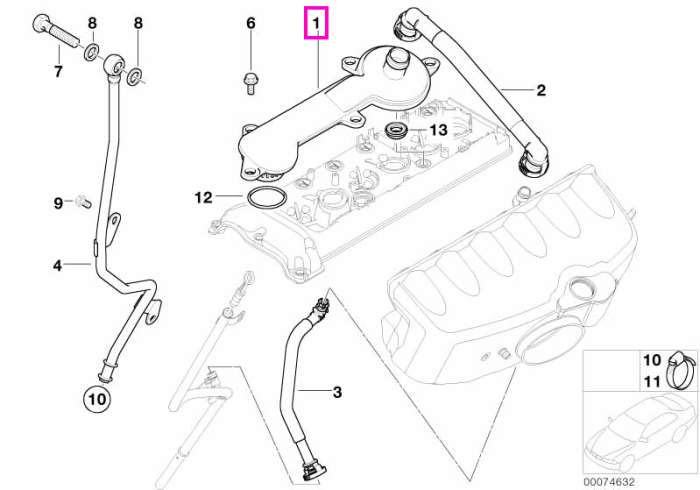 Separator ulei ventilatie carter, tip motor S54 - BMW Seria 3 E46, Z3 E36, Z4 E85 E86