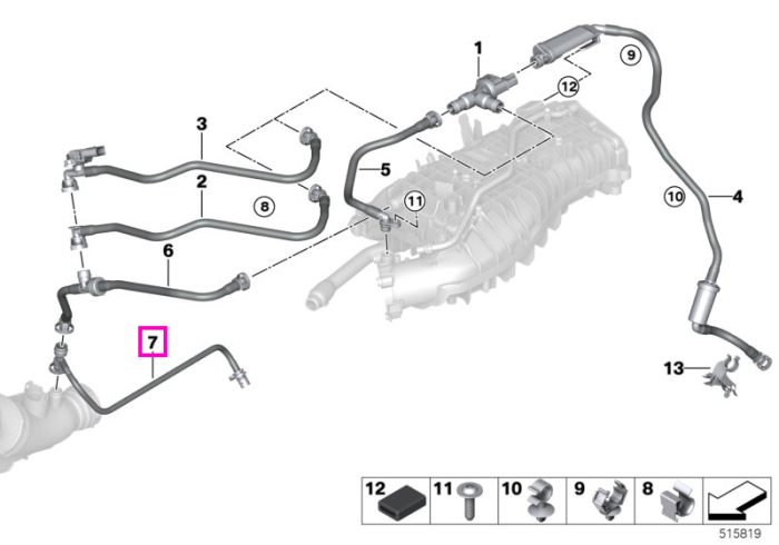 Conducta aer recuperare - BMW Seria 1 F20 F21, Seria 2 F22 F23, Seria 3 F30 F31 F34 F35 G20, Seria 4 F32 F33 F36 G22 G26, Seria 5 G30 G31 G38, Seria 6 G32, Seria 7 G11 G12, X3 G01 G08, X4 G02