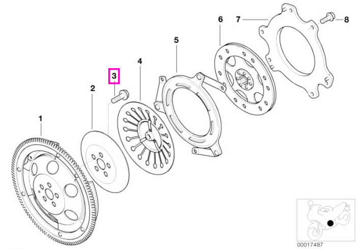 Surub cu guler, ambreiaj - BMW Motorrad 259C, 259, 259R, K30, R21, R22, R28 - tip motor 2 cilindri