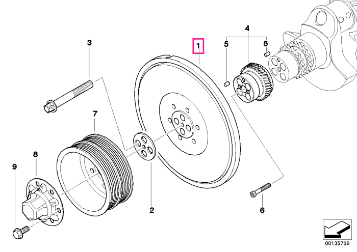Fulie vibrochen (arbore cotit) - BMW Seria 5 E60 E61, Seria 6 E63 E64