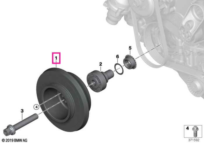Fulie vibrochen (arbore cotit) - BMW Seria 2 F87M2, Seria 3 F80M3, Seria 4 F82M4 F83M4 