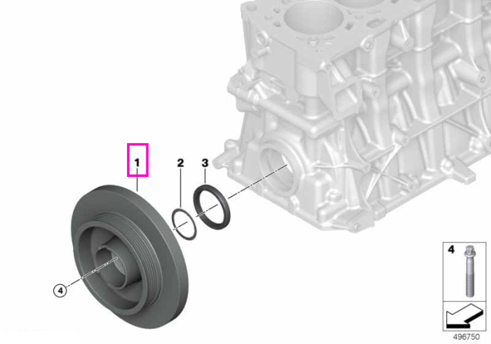 Fulie vibrochen (arbore cotit) - BMW Seria 2 G87M2, Seria 3 G20 G21 G80M3 G81M3, Seria 4 G26 G82M4 G83M4, X3 F97M, X4 F98M