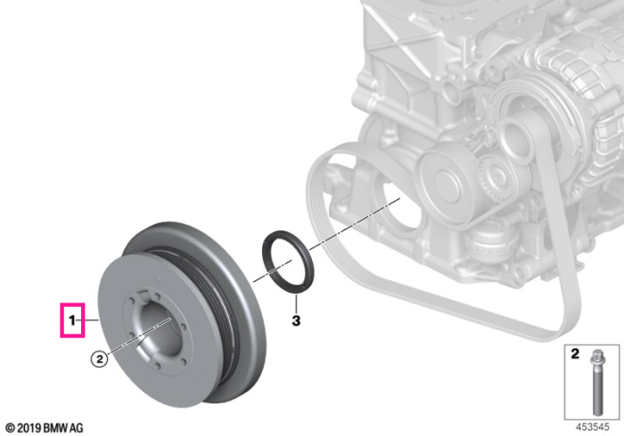 Fulie vibrochen (arbore cotit) - BMW Seria 1 F20 F21, Seria 2 F22 F23 G42, Seria 3 F30 F31 F34 G20 G21, Seria 4 F32 F33 F36 G22 G23 G26, Seria 5 G30 G31 G38, Seria 6 G32, Seria 7 G11 G12, Seria 8 G14 G15 G16, Z4 G29, X3 G01, X4 G02, X5 G05, X6 G06, X7 G07