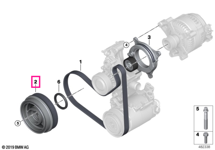 Fulie vibrochen (arbore cotit) - BMW Seria 1 F40 F52, Seria 2 F44 F45 F46 U06, X1 F48 F49 U11 U12, X2 F39 U10 - Mini Cabrio F57, Clubman F54, Countryman F60, F55, F56