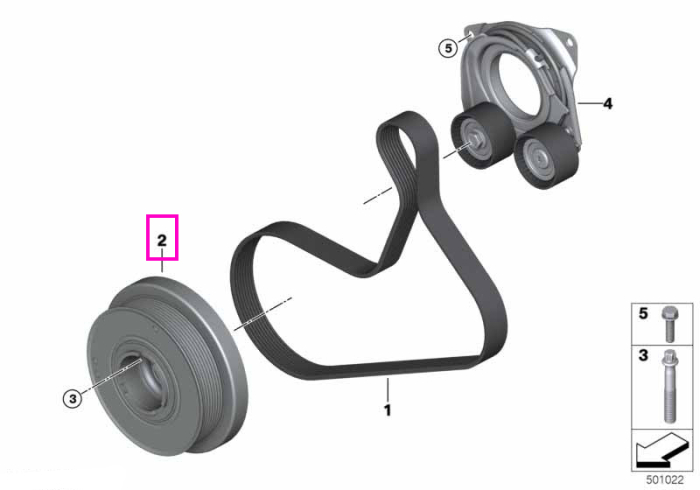 Fulie vibrochen (arbore cotit) - BMW Seria 2 G42, Seria 3 G20 G21, Seria 4 G22 G23 G26, Seria 5 G30 G31, Seria 6 G32, X3 G01, X4 G02