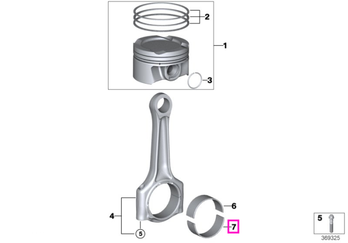 Cuzinet biela, 50,00mm cota 0 - BMW Seria 1, Seria 2, Seria 3, Seria 4, Seria 5, Seria 6, Seria 7, Seria 8, X1, X2, X3, X4, X5, X6, X7 - Mini Cabrio, Clubman, Countryman, F55, F56