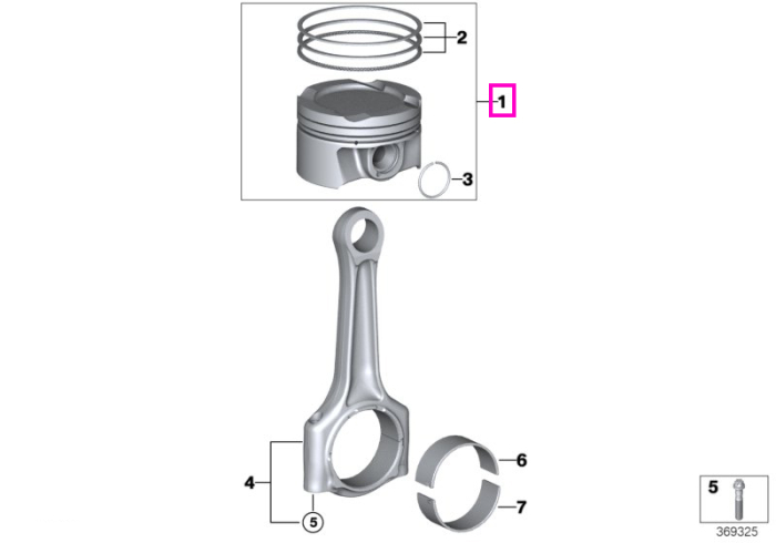 Piston standard (0) - BMW Seria 2 G42, Seria 3 G20 G21 G28, Seria 4 G22 G23 G26, Seria 5 G30 G31 G38, Seria 6 G32, Seria 7 G11 G12, X3 G01 G08, X4 G02, X5 G05 G18, X6 G06, Z4 G29
