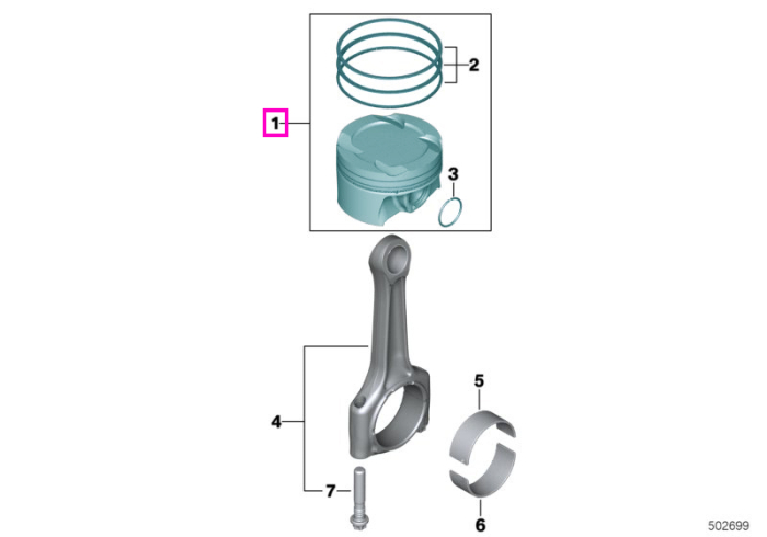 Piston motor, dimensiune standard ((0)), bolt 55mm - BMW Seria 1 F40 F52, Seria 2 F44 F45 F46 G42, Seria 3 G20 G21 G28, Seria 4 G22 G23 G26, Seria 5 G30 G31 G38, X1 F48 F49, X2 F39, X3 G01, X4 G02 - Mini Cabrio F57, Clubman F54, Countryman F60, F55, F56