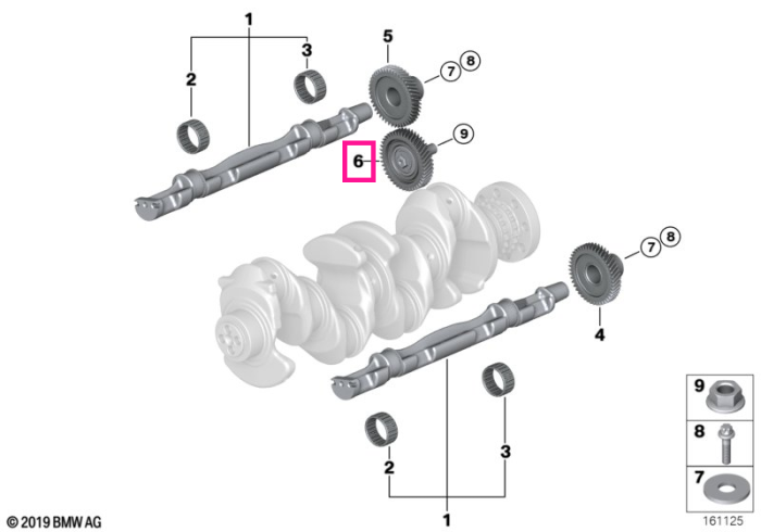 Roata dintata / Pinion sistem compensare arbore cotit - BMW Seria 1 E81 E82 E87 E88, Seria 3 E90 E91 E92 E93, Seria 5 E60 E61, X1 E84, X3 E83