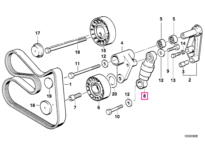 Intinzator hidraulic curea transmisie - BMW Seria 3 E36 E46, Seria 5 E34 E39 E60 E61, Seria 7 E38, X3 E83, X5 E53, Z3 E36, Z4 E85 E86