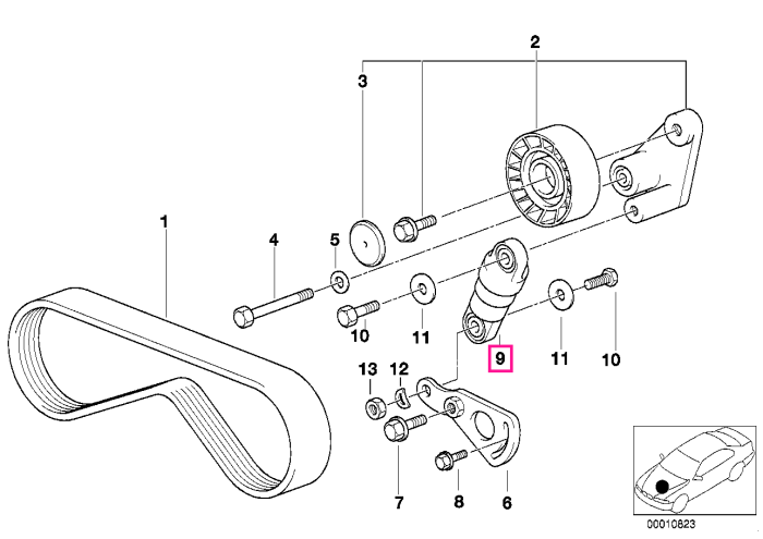 Intinzator curea transmisie compresor sistem climatizare - BMW Seria 5 E39, Seria 7 E38, Seria 8 E31, X5 E53