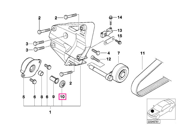 Garnitura etansare, intinzator curea transmisie compresor climatizare - BMW Seria 3 E36 E90 E91 E92, Seria 5 E39 E60 E61, Seria 6 E63 E64, Seria 7 E38 E65 E66, X3 E83, X5 E53