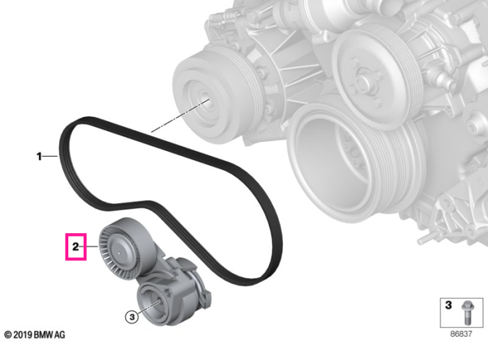 Intinzator curea transmisie compresor sistem climatizare - BMW Seria 5 E60 E61, Seria 6 E63 E64, Seria 7 E65 E66, X5 E53