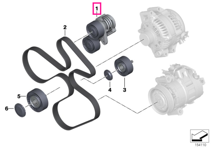 Intinzator mecanic curea transmisie - BMW Seria 1 E82 E88, Seria 3 E90 E91 E92 E93, Seria 5 E60 E61
